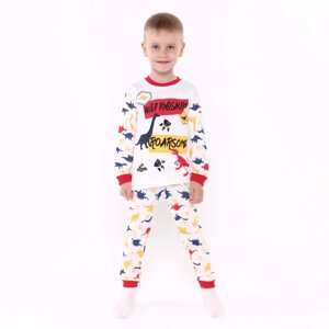 Пижама для мальчика, цвет белый/бордовый, рост 104 см