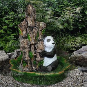 Декоративный фонтан Панда с бамбуком