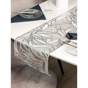 Дорожка на стол Доляна "Листопад", 30150 см, цвет серебро