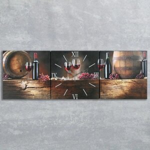 Часы настенные, серия: Интерьер, модульные "Вино", 35х110 см, микс