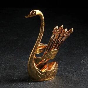 Набор ложек на подставке Swan, 6 шт, 7,5515 см, цвет золото
