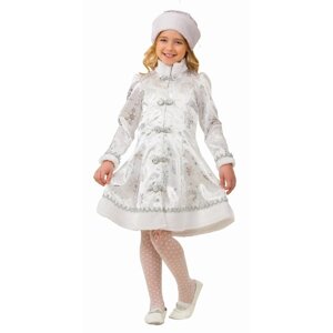 Карнавальный костюм "Снегурочка", сатин, платье, головной убор, р. 30, рост 116 см
