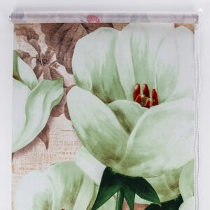 Штора рулонная 3D принт "Тюльпаны белые", 90200 см (с учётом креплений 3,5 см)
