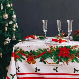 Набор столовый Этель "Рождественский бал" скатерть 110х150 см, салфетки 40*40 см 4 шт, хлопок 100%