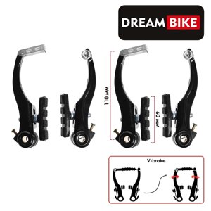 Тормоз Dream Bike V-brake, алюминий, рамки 110 мм, колодки 60 мм, цвет чёрный