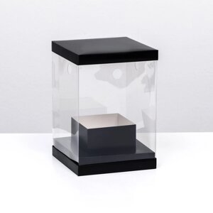 Коробка для цветов с вазой и PVC окнами складная, 16 х 23 х 16 см черный