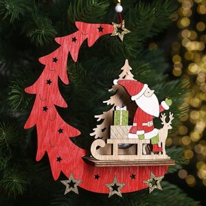 Декор с подсветкой "Дед мороз на санках" 15,5х4,5х18 см