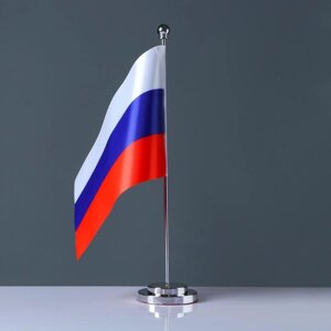 Флаг России настольный "Конференция" набор, 15х22 см, h штока=33 см