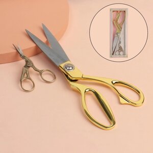 Набор ножниц подарочный: закройные ножницы 9", 23,5 см, ножницы вышивальные "Цапельки", 9,5 см, цвет