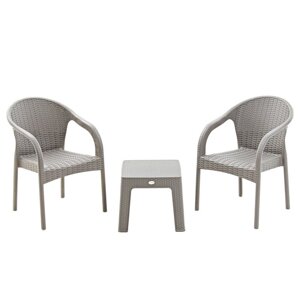 Набор садовой мебели "Милан" 3 предметов: 2 кресла, стол, песочно-серый