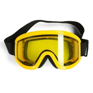 Очки-маска для езды на мототехнике, стекло двухслойное желтое, желтый