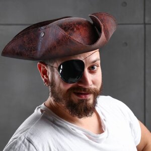 Карнавальная шляпа "Пират", 56-58 см, цвет коричневый