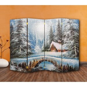 Ширма "Картина маслом. Зимний лес", двухсторонняя, 200 160 см