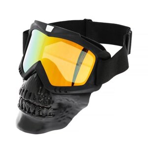 Очки-маска для езды на мототехнике, разборные, визор оранжевый, черный