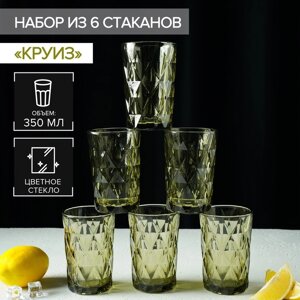 Набор стаканов Magistro "Круиз", 350 мл, 6 шт, цвет зелёный