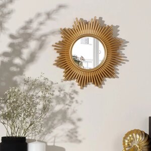 Зеркало настенное "Полосы", d зеркальной поверхности 11 см, цвет золотистый