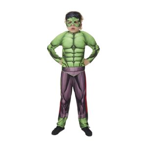 Карнавальный костюм "Халк" с мускулами, текстиль, куртка, брюки, маска, р. 34, рост 134 см