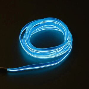 Неоновая нить для подсветки салона, плоская, 12 В, 2 м, с адаптером питания, синий