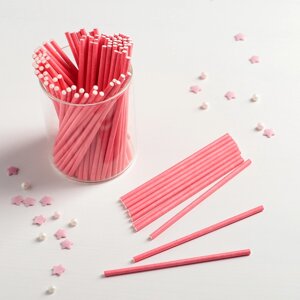 Палочки для кейкпопсов, 100,2 см, 100 шт, цвет розовый