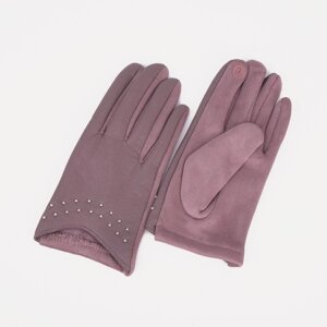 Перчатки жен 20 см, иск кожа+иск замша, без утепл, укороченные, безразмер, мет кноп, розовый