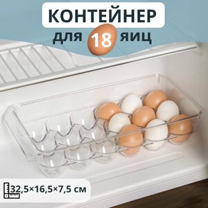 Контейнер для яиц с крышкой, 18 ячеек, 32,516,57,5 см