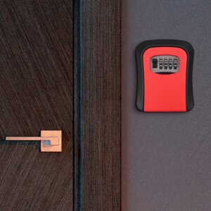 Ключница с кодовым замком, размер 12х9,6х4 см , цвет красный