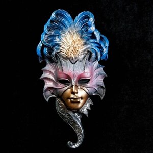 Венецианская маска "Сова" 28см золото МИКС