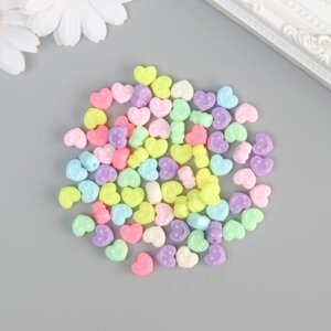 Бусины для творчества пластик "Сердечки-смайл" цветные нежных цветов набор 500 гр 1х1х0,6 см 98872