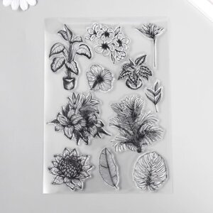 Штамп для творчества силикон "Домашние цветы" 15х21х0,3 см