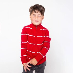 Джемпер для мальчика , цвет красный/белый, рост 128 см (8 лет)