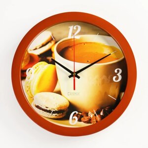 Часы настенные, серия: Кухня, "Кофе и макаруны", плавный ход, d=28 см