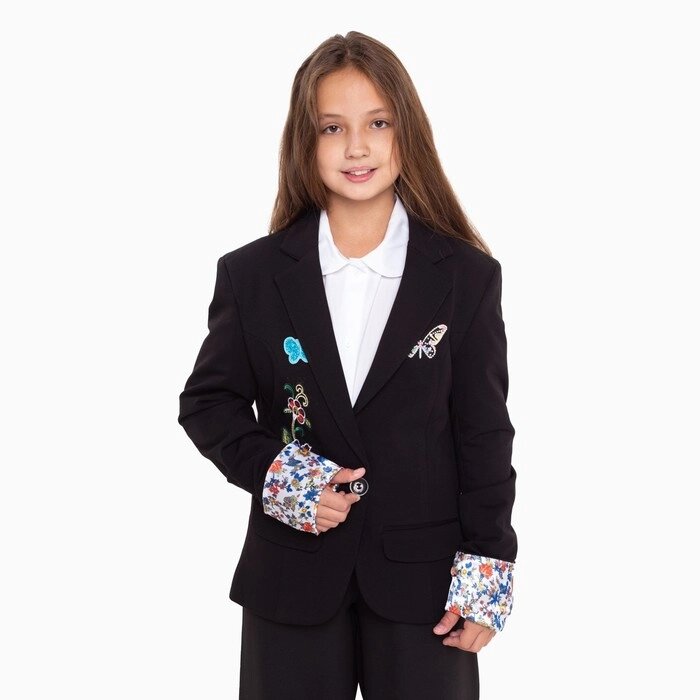 Пиджак для девочки, цвет чёрный, размер 36 (128-134 см) от компании Интернет-гипермаркет «MOLL» - фото 1