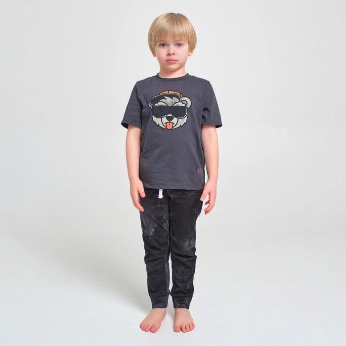 Пижама детская (футболка, брюки) KAFTAN "Trendy" р. 30 (98-104), серый от компании Интернет-гипермаркет «MOLL» - фото 1