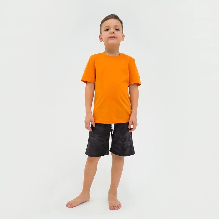 Пижама детская (футболка, шорты) KAFTAN "Trendy" р. 30 (98-104), оранжевый, серый тай-дай от компании Интернет-гипермаркет «MOLL» - фото 1