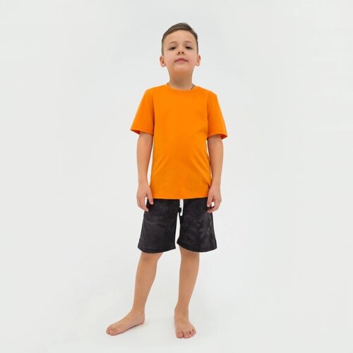Пижама детская (футболка, шорты) KAFTAN "Trendy" р. 36 (134-140), оранжевый, серый тай-дай