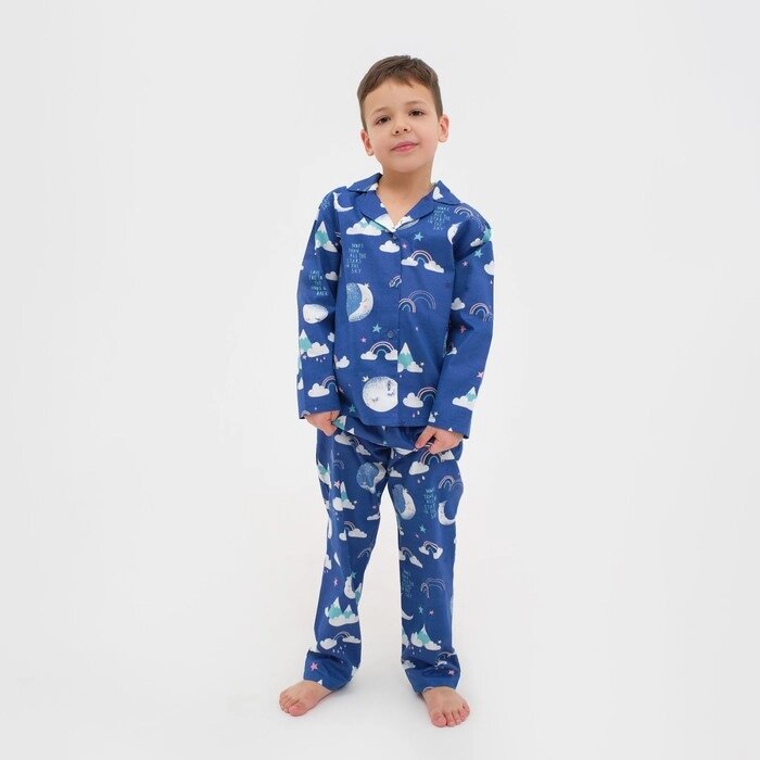 Пижама детская (рубашка, брюки) KAFTAN "Луна" р. 122-128, синий от компании Интернет-гипермаркет «MOLL» - фото 1
