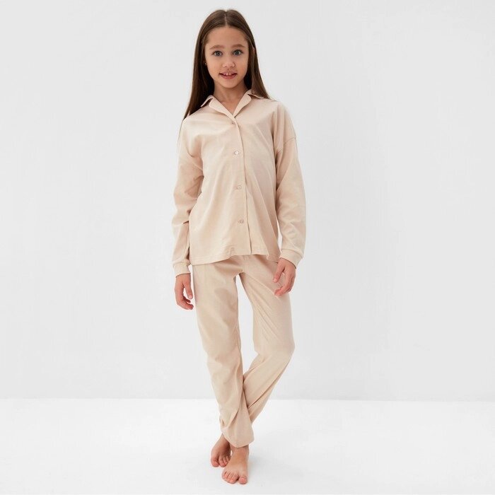 Пижама детская (рубашка и брюки) MINAKU, цвет бежевый, рост 128 см от компании Интернет-гипермаркет «MOLL» - фото 1