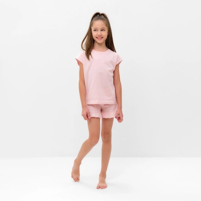 Пижама для девочки (футболка и шорты) MINAKU, цвет розовый, рост 104 см от компании Интернет-гипермаркет «MOLL» - фото 1