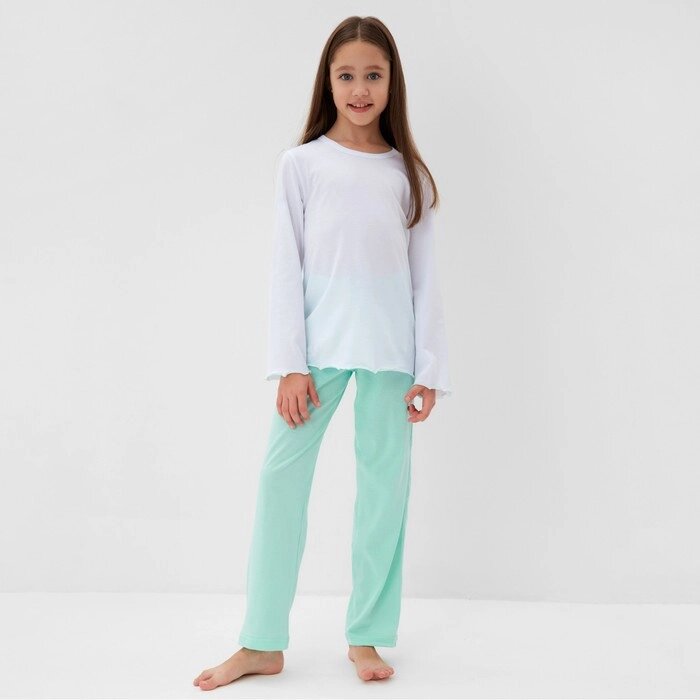 Пижама для девочки (кофта и брюки) MINAKU, цвет белый/мятный, рост 104 см от компании Интернет-гипермаркет «MOLL» - фото 1