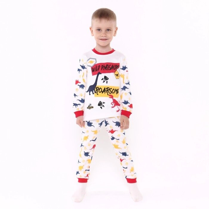 Пижама для мальчика, цвет белый/бордовый, рост 104 см от компании Интернет-гипермаркет «MOLL» - фото 1