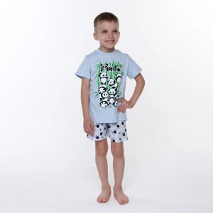 Пижама для мальчика, цвет голубой, рост 110 см