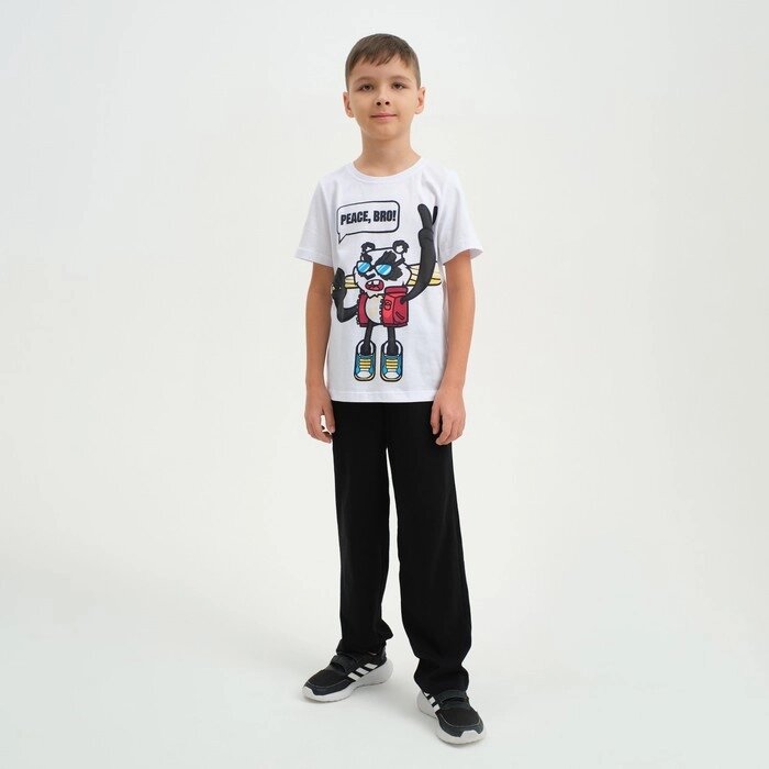 Пижама для мальчика (футболка, брюки) KAFTAN "Hype", рост 134-140, цвет белый/чёрный от компании Интернет-гипермаркет «MOLL» - фото 1