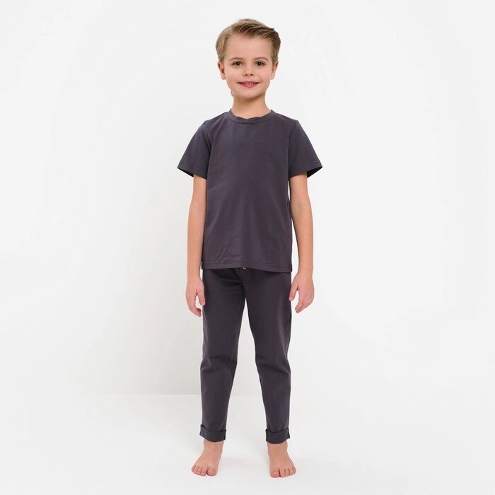 Пижама для мальчика (футболка, брюки) MINAKU цвет графит, рост 110 от компании Интернет-гипермаркет «MOLL» - фото 1