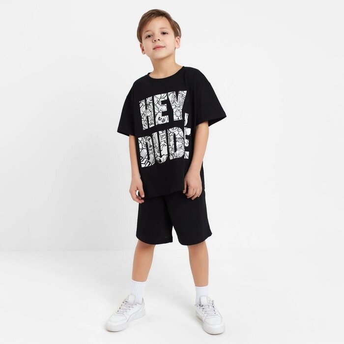 Пижама для мальчика (футболка, шорты) KAFTAN "Hype", рост 134-140, цвет чёрный от компании Интернет-гипермаркет «MOLL» - фото 1