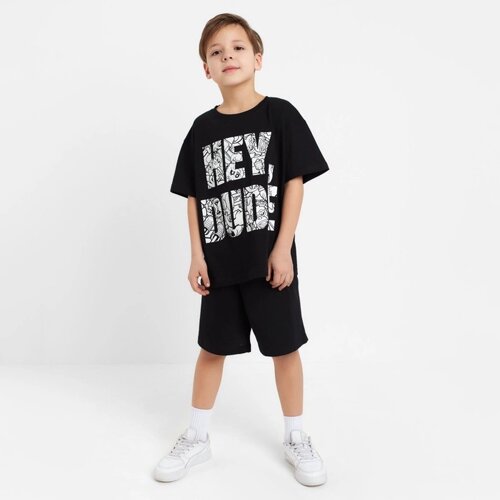 Пижама для мальчика (футболка, шорты) KAFTAN "Hype", рост 146-152, цвет чёрный