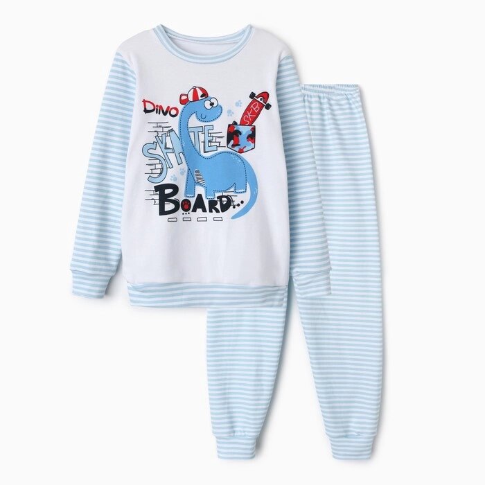 Пижама для мальчика (свитшот, брюки), цвет голубой/динозавр, рост 116 см от компании Интернет-гипермаркет «MOLL» - фото 1