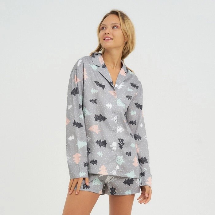 Пижама (рубашка, шорты) женская KAFTAN "Елки", р. 48-50 от компании Интернет-гипермаркет «MOLL» - фото 1