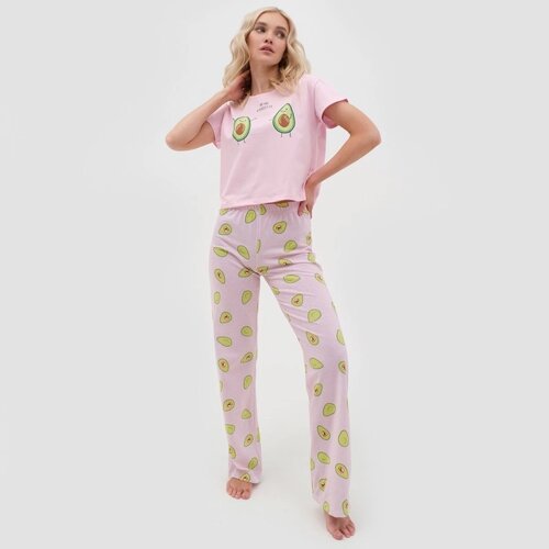 Пижама женская (футболка и брюки) KAFTAN Avocado р. 48-50, розовый