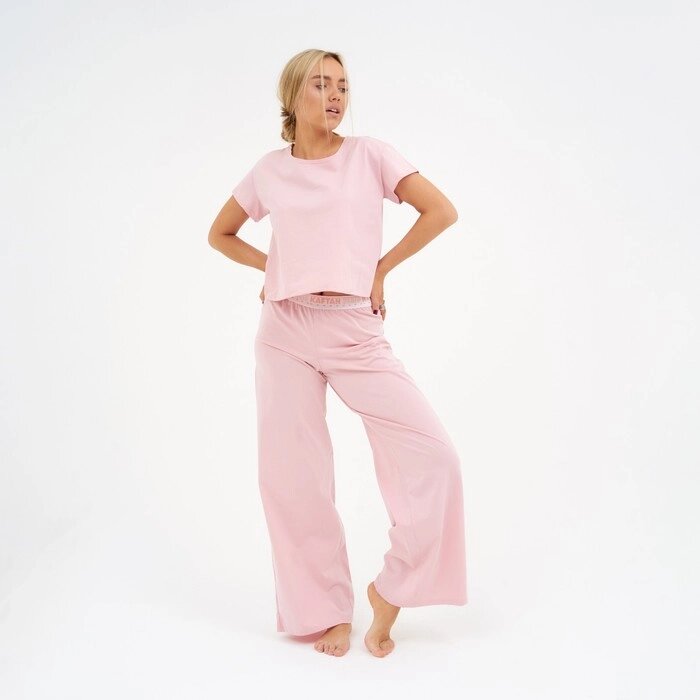 Пижама женская (футболка и брюки) KAFTAN "Basic" размер 40-42, цвет розовый от компании Интернет-гипермаркет «MOLL» - фото 1