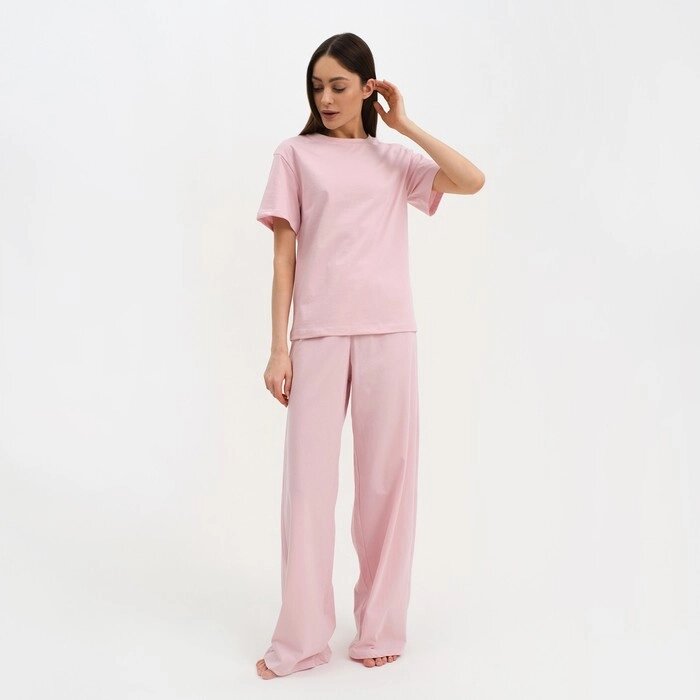 Пижама женская (футболка и брюки) KAFTAN "Basic" размер 44-46, цвет розовый от компании Интернет-гипермаркет «MOLL» - фото 1